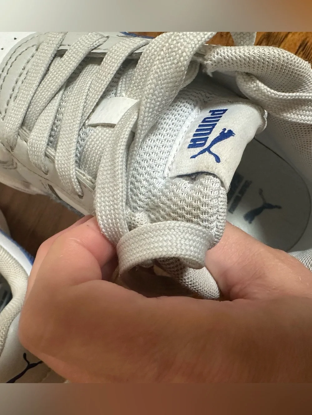 Puma Kids White Blue Sneakers Youth US 12C Casual Shoes